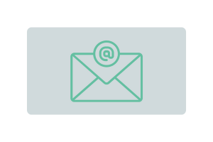 An envelope icon with an @ sign above it.